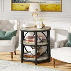 Half Round End Table, 3-Tier Narrow Side Table