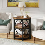 Half Round End Table, 3-Tier Narrow Side Table