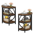 Half Round End Table, 3-Tier Narrow Side Table