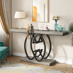 55 Inch Faux Marble Console Table Gold Sofa Table for Entryway