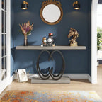 55 Inch Faux Marble Console Table Gold Sofa Table for Entryway