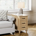 WAMPAT Modern End Table with Charging Station, Sofa Side Table with Storage