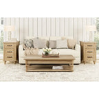 WAMPAT Modern End Table with Charging Station, Sofa Side Table with Storage