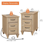 WAMPAT Modern End Table with Charging Station, Sofa Side Table with Storage