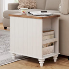 WAMPAT Modern End Table with Charging Station, Sofa Side Table with Storage