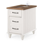 WAMPAT Modern End Table with Charging Station, Sofa Side Table with Storage