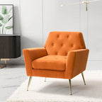 Lilia Contemporary Velvet Upholstered Tufted Back Armchair with Metal Golden legs by HULALA HOME