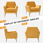 Lilia Contemporary Velvet Upholstered Tufted Back Armchair with Metal Golden legs by HULALA HOME