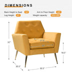 Lilia Contemporary Velvet Upholstered Tufted Back Armchair with Metal Golden legs by HULALA HOME