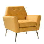 Lilia Contemporary Velvet Upholstered Tufted Back Armchair with Metal Golden legs by HULALA HOME