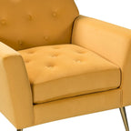 Lilia Contemporary Velvet Upholstered Tufted Back Armchair with Metal Golden legs by HULALA HOME