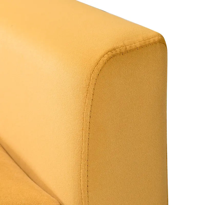 Lilia Contemporary Velvet Upholstered Tufted Back Armchair with Metal Golden legs by HULALA HOME