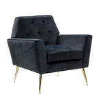 Lilia Contemporary Velvet Upholstered Tufted Back Armchair with Metal Golden legs by HULALA HOME