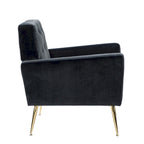 Lilia Contemporary Velvet Upholstered Tufted Back Armchair with Metal Golden legs by HULALA HOME