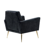Lilia Contemporary Velvet Upholstered Tufted Back Armchair with Metal Golden legs by HULALA HOME