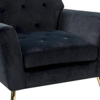Lilia Contemporary Velvet Upholstered Tufted Back Armchair with Metal Golden legs by HULALA HOME