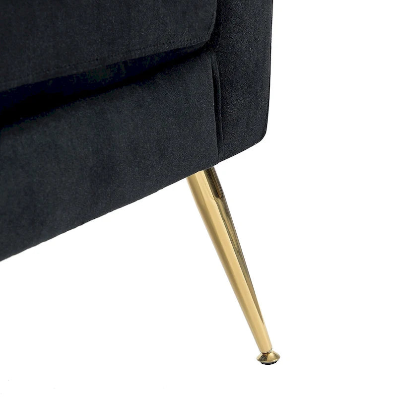 Lilia Contemporary Velvet Upholstered Tufted Back Armchair with Metal Golden legs by HULALA HOME