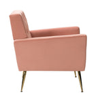 Lilia Contemporary Velvet Upholstered Tufted Back Armchair with Metal Golden legs by HULALA HOME