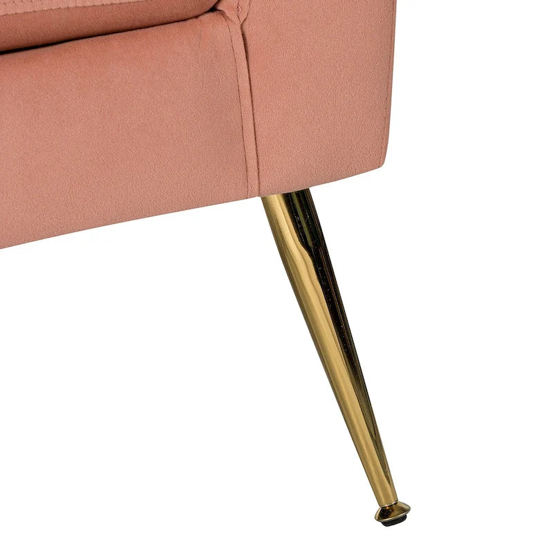 Lilia Contemporary Velvet Upholstered Tufted Back Armchair with Metal Golden legs by HULALA HOME