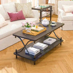 VECELO Coffee Table with Storage and Open Shelves for Living Dining Room 39-Inch, Modern Rectangle & Industrial Design