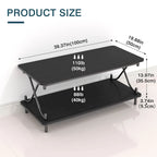 VECELO Coffee Table with Storage and Open Shelves for Living Dining Room 39-Inch, Modern Rectangle & Industrial Design