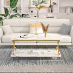 VECELO Coffee Table with Storage and Open Shelves for Living Dining Room 39-Inch, Modern Rectangle & Industrial Design