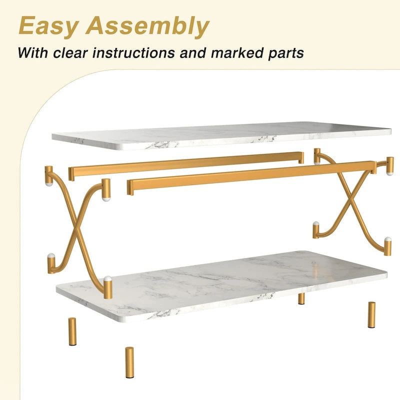 VECELO Coffee Table with Storage and Open Shelves for Living Dining Room 39-Inch, Modern Rectangle & Industrial Design