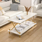 VECELO Coffee Table with Storage and Open Shelves for Living Dining Room 39-Inch, Modern Rectangle & Industrial Design