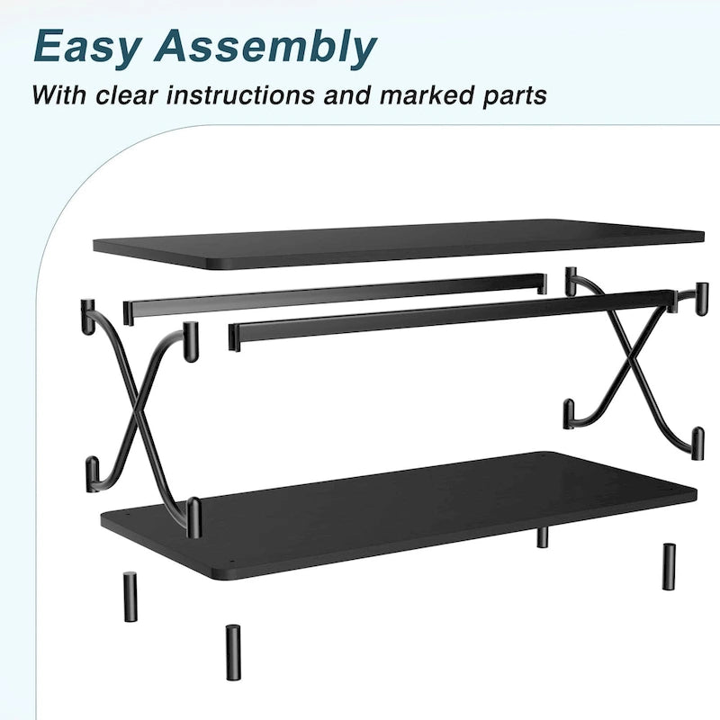 VECELO Coffee Table with Storage and Open Shelves for Living Dining Room 39-Inch, Modern Rectangle & Industrial Design