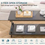 VECELO Coffee Table with Storage and Open Shelves for Living Dining Room 39-Inch, Modern Rectangle & Industrial Design
