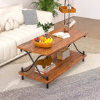 VECELO Coffee Table with Storage and Open Shelves for Living Dining Room 39-Inch, Modern Rectangle & Industrial Design
