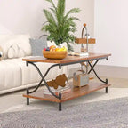 VECELO Coffee Table with Storage and Open Shelves for Living Dining Room 39-Inch, Modern Rectangle & Industrial Design