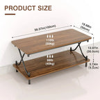 VECELO Coffee Table with Storage and Open Shelves for Living Dining Room 39-Inch, Modern Rectangle & Industrial Design