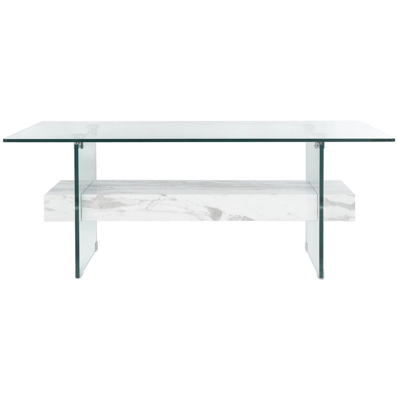 SAFAVIEH Gennie Modern Glass Coffee Table - 43.3 x 23.6 x 16.5 - 43Wx24Dx17H