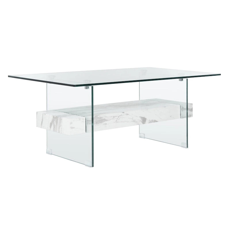 SAFAVIEH Gennie Modern Glass Coffee Table - 43.3 x 23.6 x 16.5 - 43Wx24Dx17H