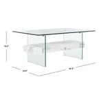 SAFAVIEH Gennie Modern Glass Coffee Table - 43.3 x 23.6 x 16.5 - 43Wx24Dx17H
