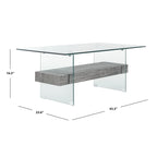 SAFAVIEH Gennie Modern Glass Coffee Table - 43.3 x 23.6 x 16.5 - 43Wx24Dx17H