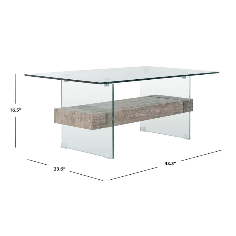 SAFAVIEH Gennie Modern Glass Coffee Table - 43.3 x 23.6 x 16.5 - 43Wx24Dx17H