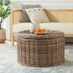 SAFAVIEH Shafika Wicker Storage Coffee Table - 28.5 x 28.5 x 17 - 29Wx29Dx17H