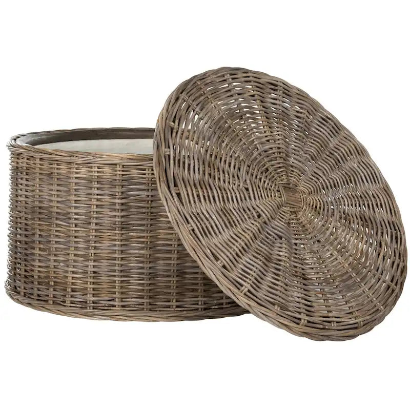 SAFAVIEH Shafika Wicker Storage Coffee Table - 28.5 x 28.5 x 17 - 29Wx29Dx17H