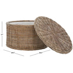 SAFAVIEH Shafika Wicker Storage Coffee Table - 28.5 x 28.5 x 17 - 29Wx29Dx17H