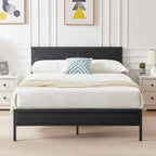 Javlergo Twin/Full/Queen Platform Bed Frame with Wooden Headboard, No Box Spring Needed, Easy Assembly