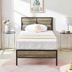 Javlergo Twin/Full/Queen Platform Bed Frame with Wooden Headboard, No Box Spring Needed, Easy Assembly