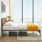 Javlergo Twin/Full/Queen Platform Bed Frame with Wooden Headboard, No Box Spring Needed, Easy Assembly