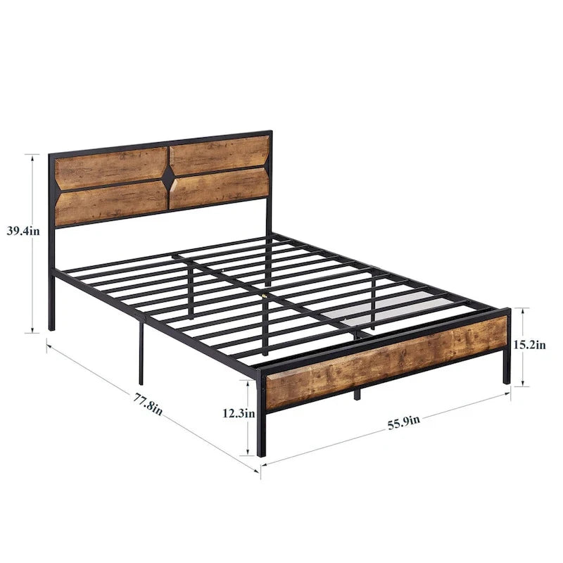 Javlergo Twin/Full/Queen Platform Bed Frame with Wooden Headboard, No Box Spring Needed, Easy Assembly