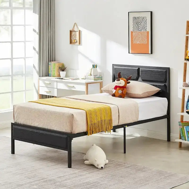 Javlergo Twin/Full/Queen Platform Bed Frame with Wooden Headboard, No Box Spring Needed, Easy Assembly