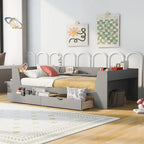 Twin Size Daybed with Shelves, Drawers and Built-In Charging Station