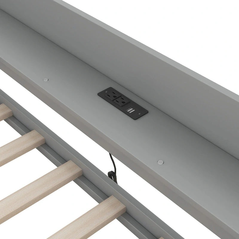 Twin Size Daybed with Shelves, Drawers and Built-In Charging Station