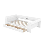 Twin Size Daybed with Shelves, Drawers and Built-In Charging Station