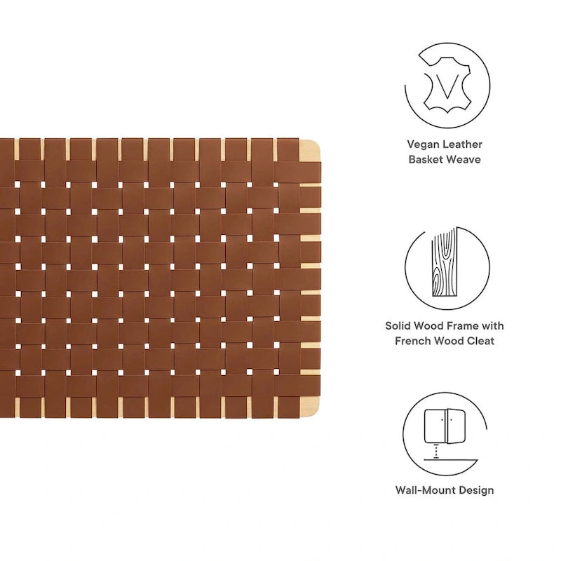 Sparta Wall-Mount Twin/Full/Queen/King Vegan Leather Weave Headboard